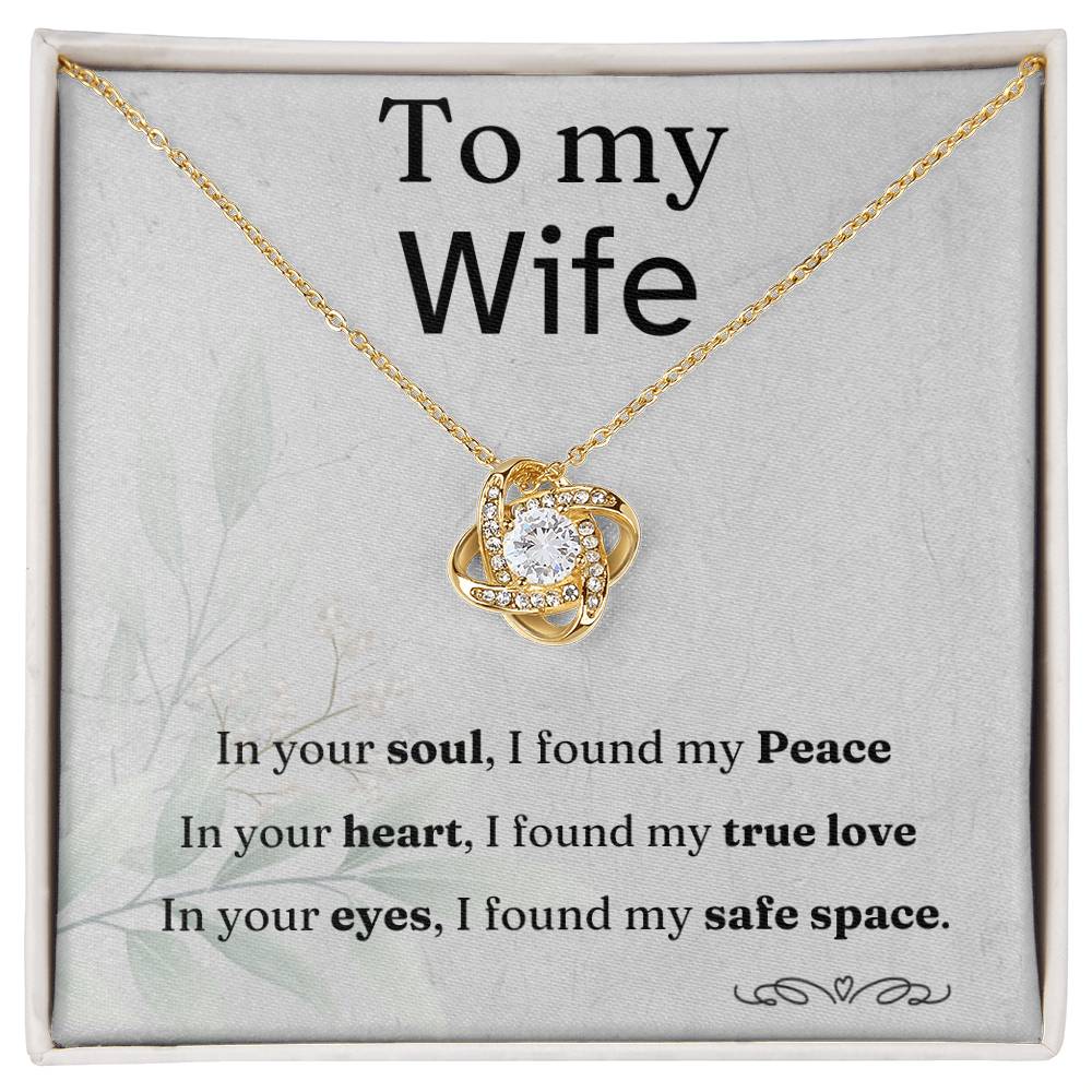 To my Wife, love knot necklace with message card