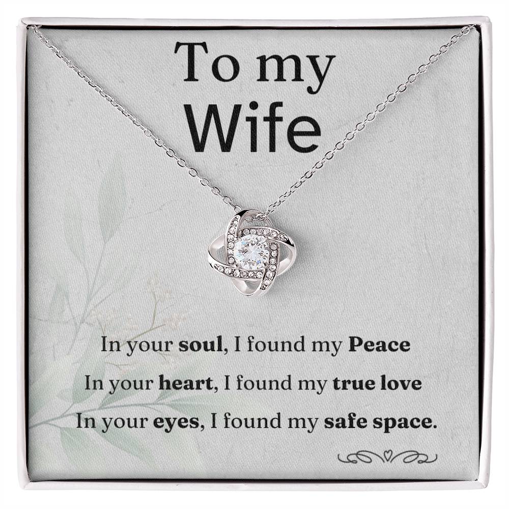 To my Wife, love knot necklace with message card
