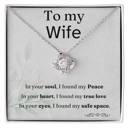 To my Wife, love knot necklace with message card