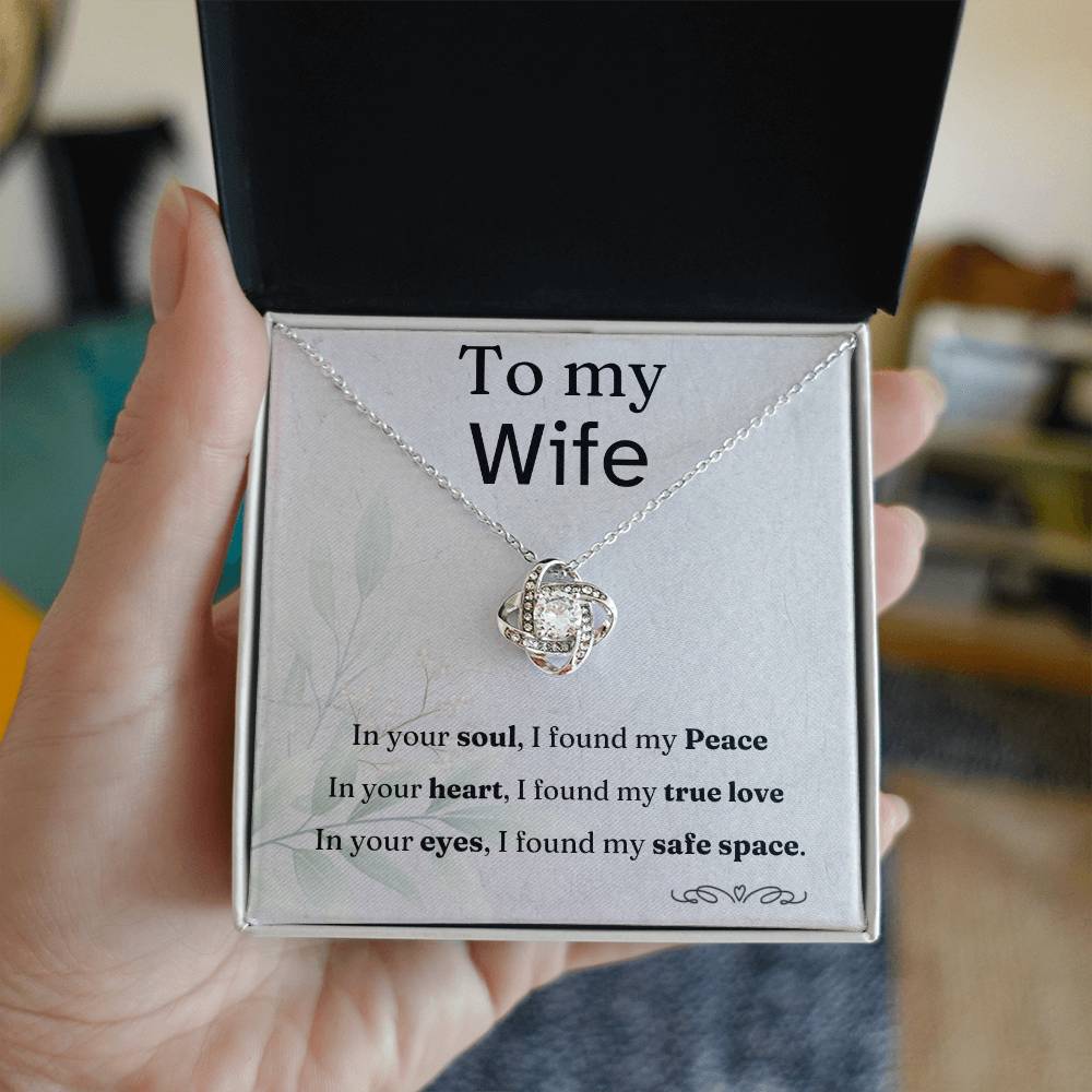 To my Wife, love knot necklace with message card