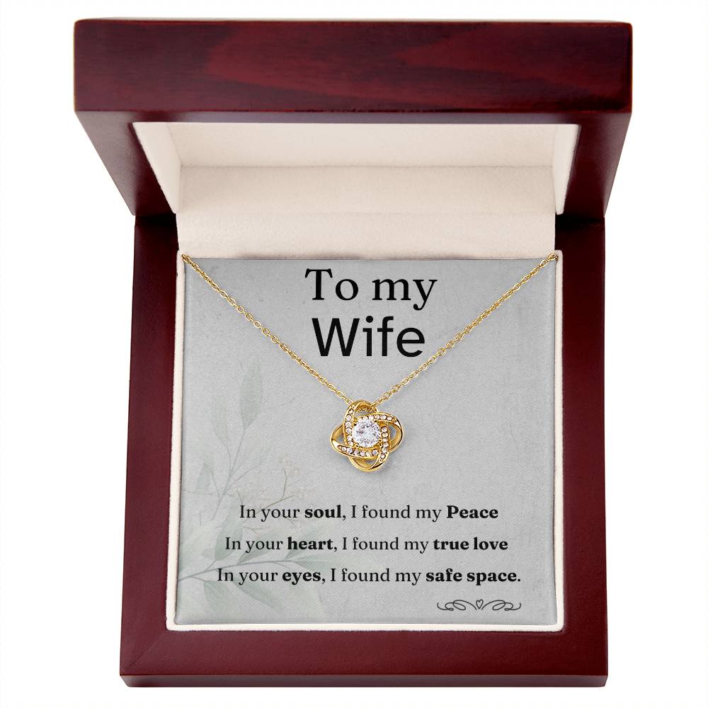To my Wife, love knot necklace with message card