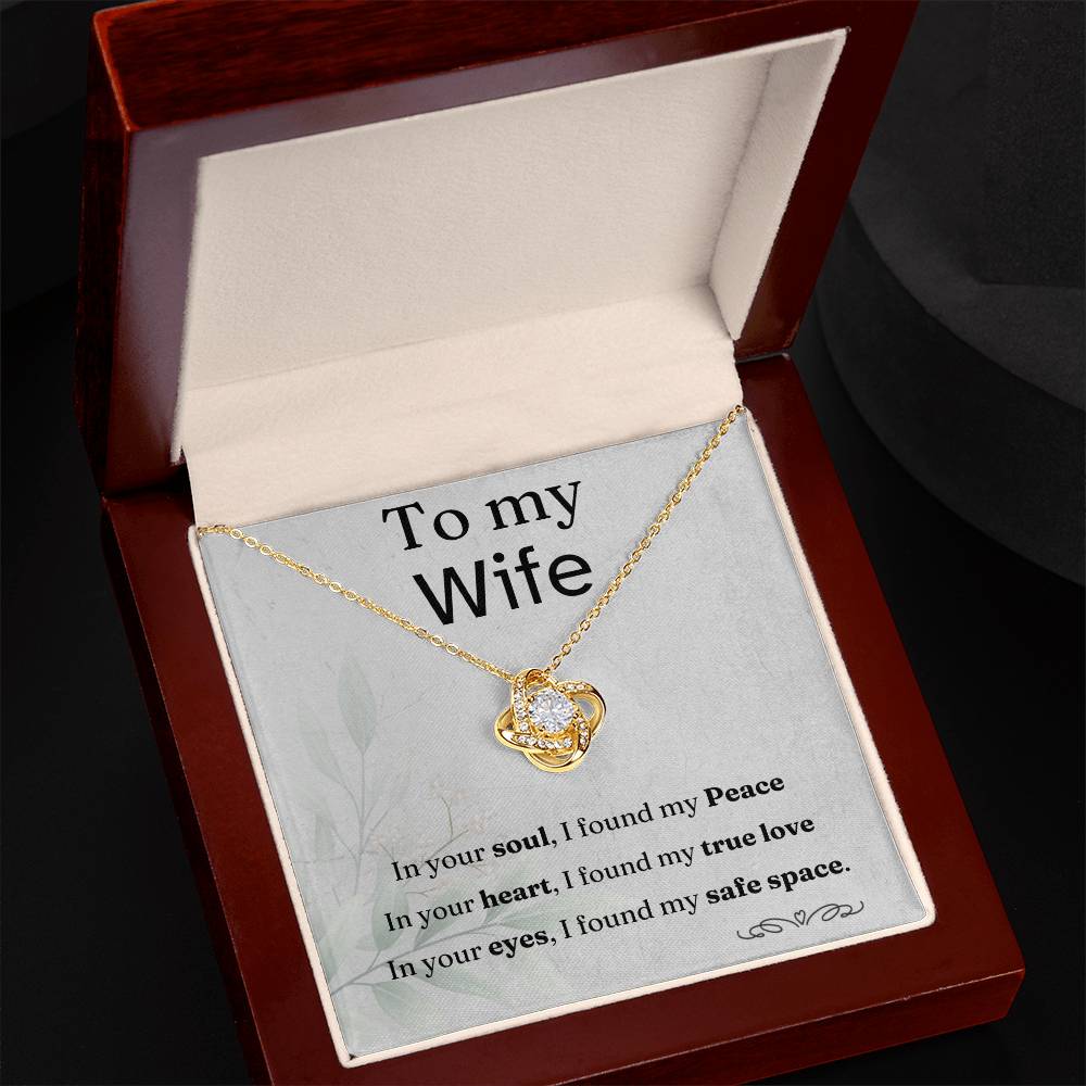 To my Wife, love knot necklace with message card