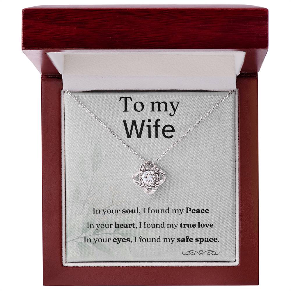 To my Wife, love knot necklace with message card