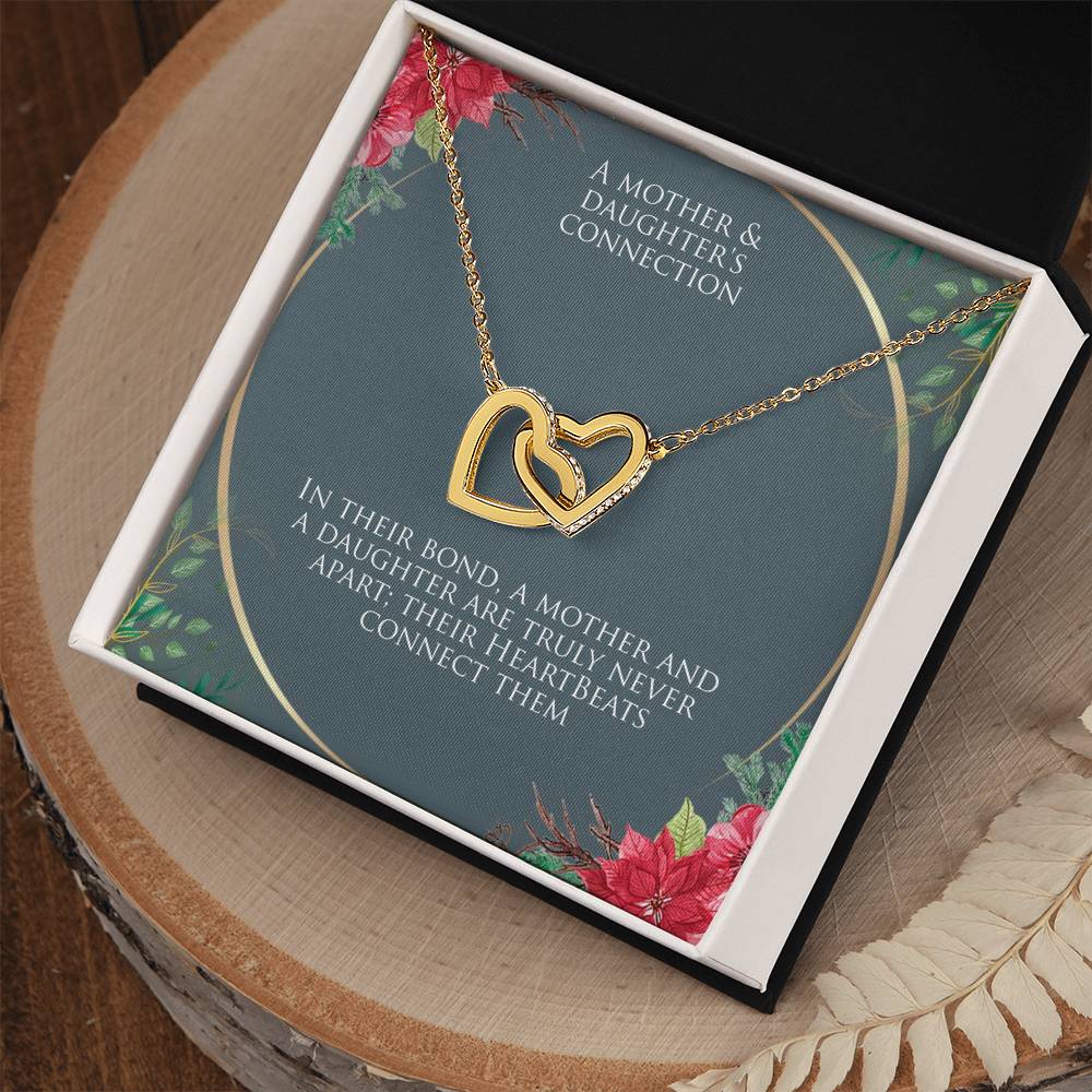 Mother and Daughter interlocking hearts necklace with message card