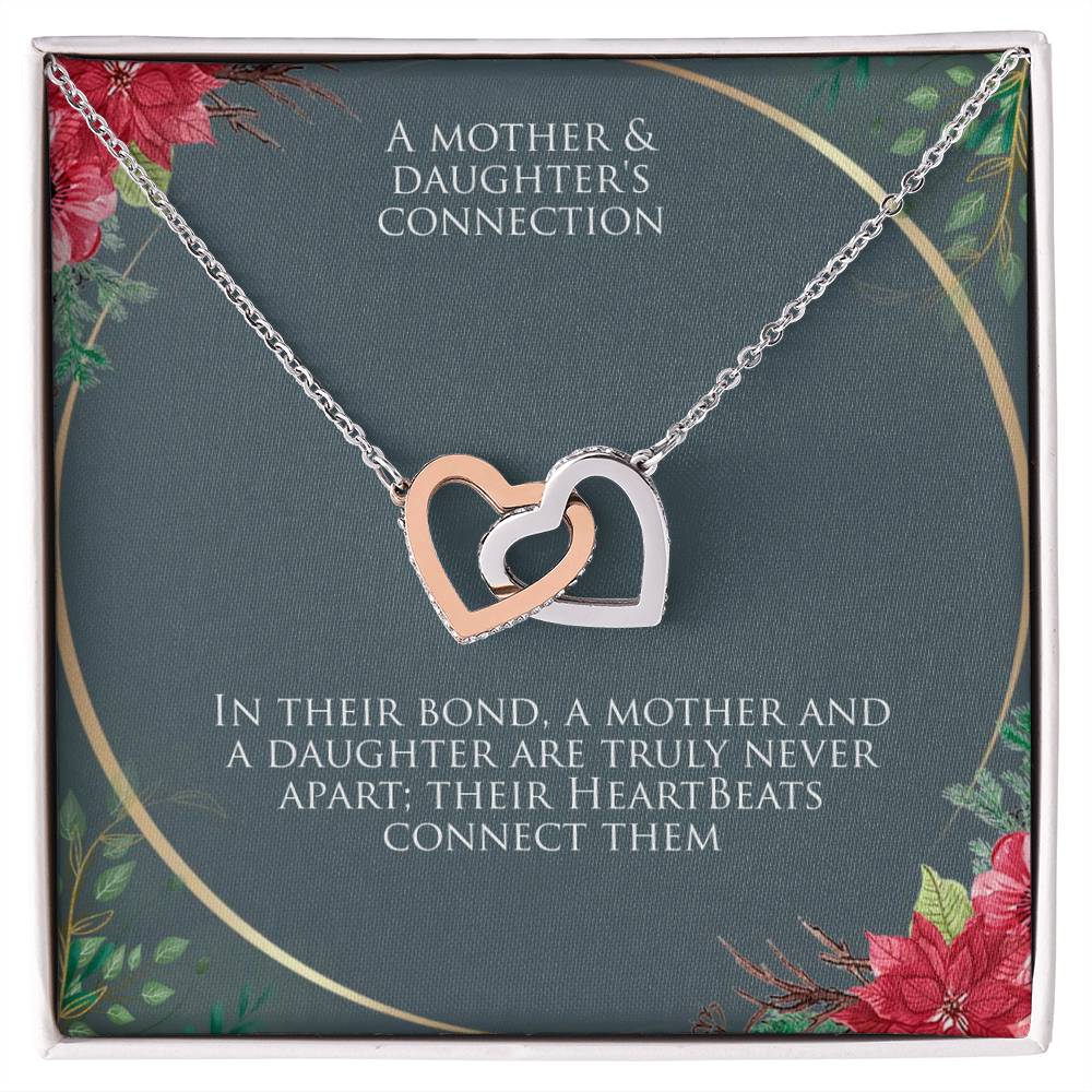 Mother and Daughter interlocking hearts necklace with message card