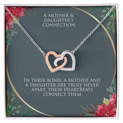 Mother and Daughter interlocking hearts necklace with message card