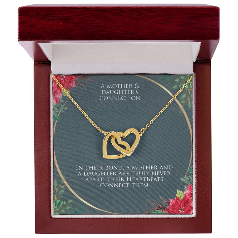 Mother and Daughter interlocking hearts necklace with message card