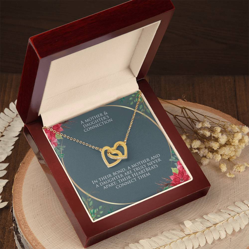 Mother and Daughter interlocking hearts necklace with message card