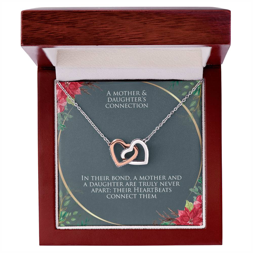 Mother and Daughter interlocking hearts necklace with message card
