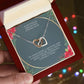 Mother and Daughter interlocking hearts necklace with message card