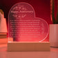 Happy Anniversary Gift - Engraved acrylic heart plague